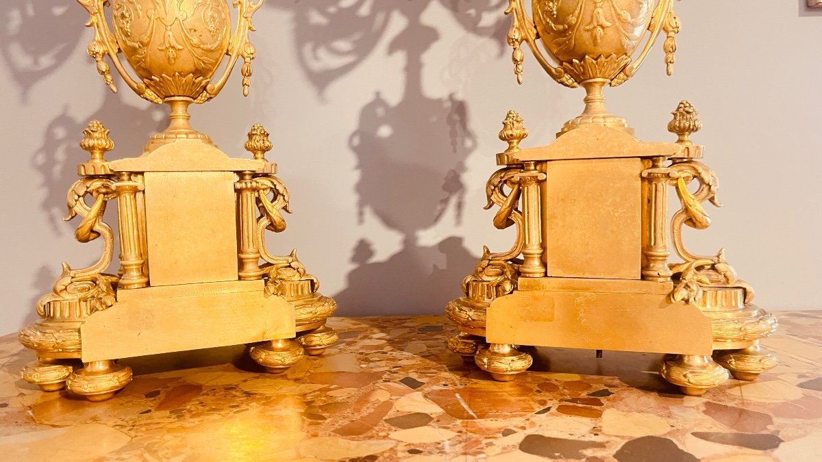 Pair Of Bronze Candelabra, H 55 Cm -photo-4