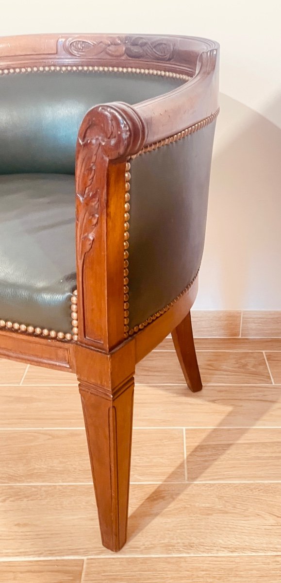 Large Office Chair, Leather Seat, 19th Century -photo-4