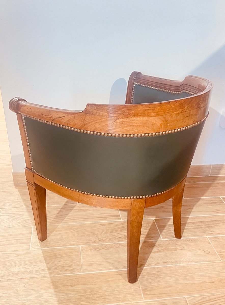 Large Office Chair, Leather Seat, 19th Century -photo-1