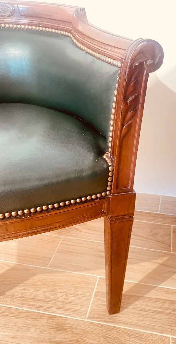 Large Office Chair, Leather Seat, 19th Century -photo-3