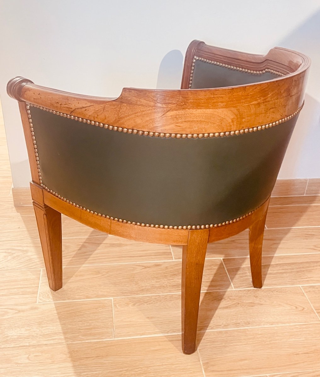 Large Office Chair, Leather Seat, 19th Century -photo-8