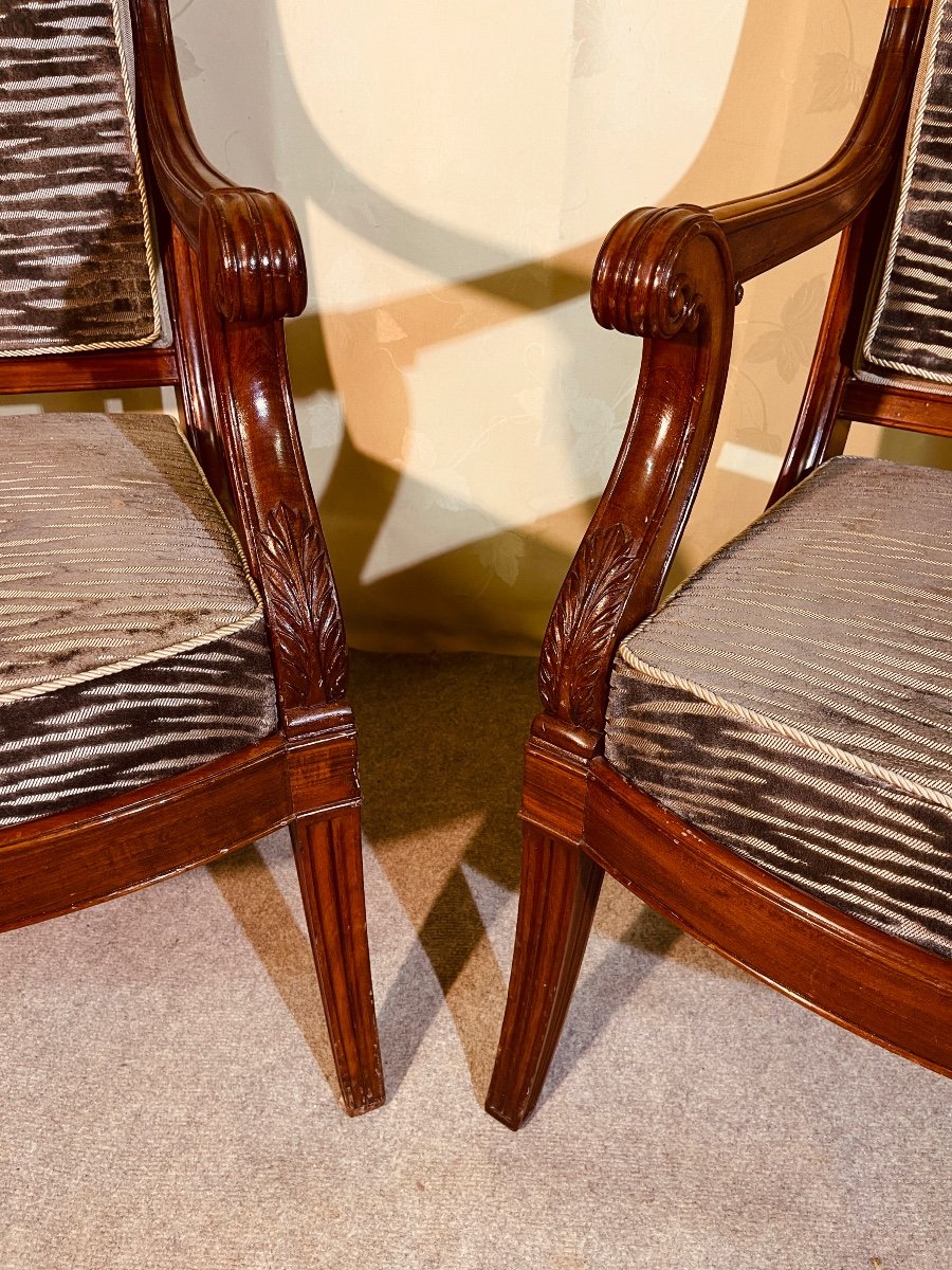 Pair Of Armchairs Stamped Marcus, Circa 1830 -photo-2