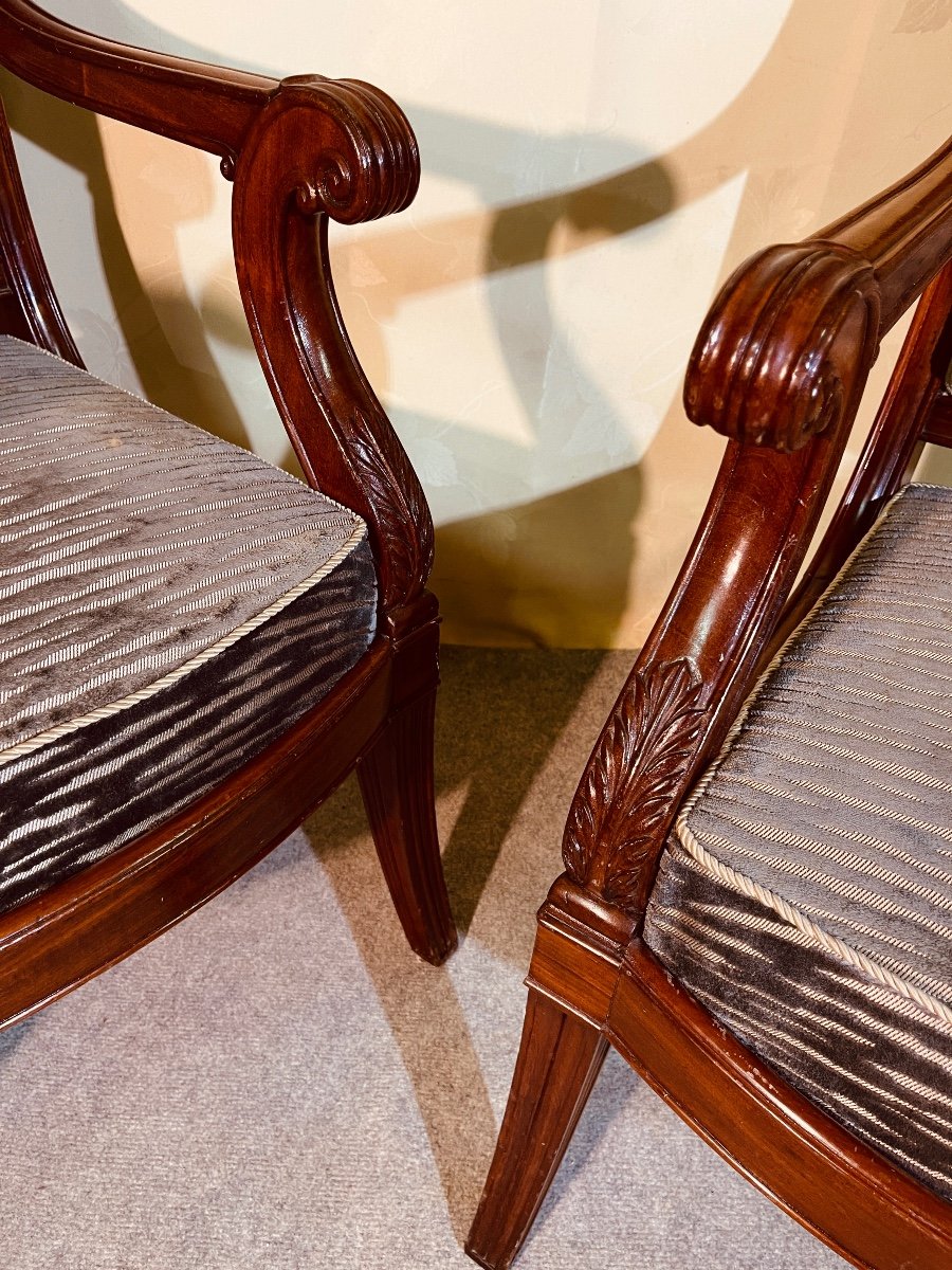 Pair Of Armchairs Stamped Marcus, Circa 1830 -photo-4