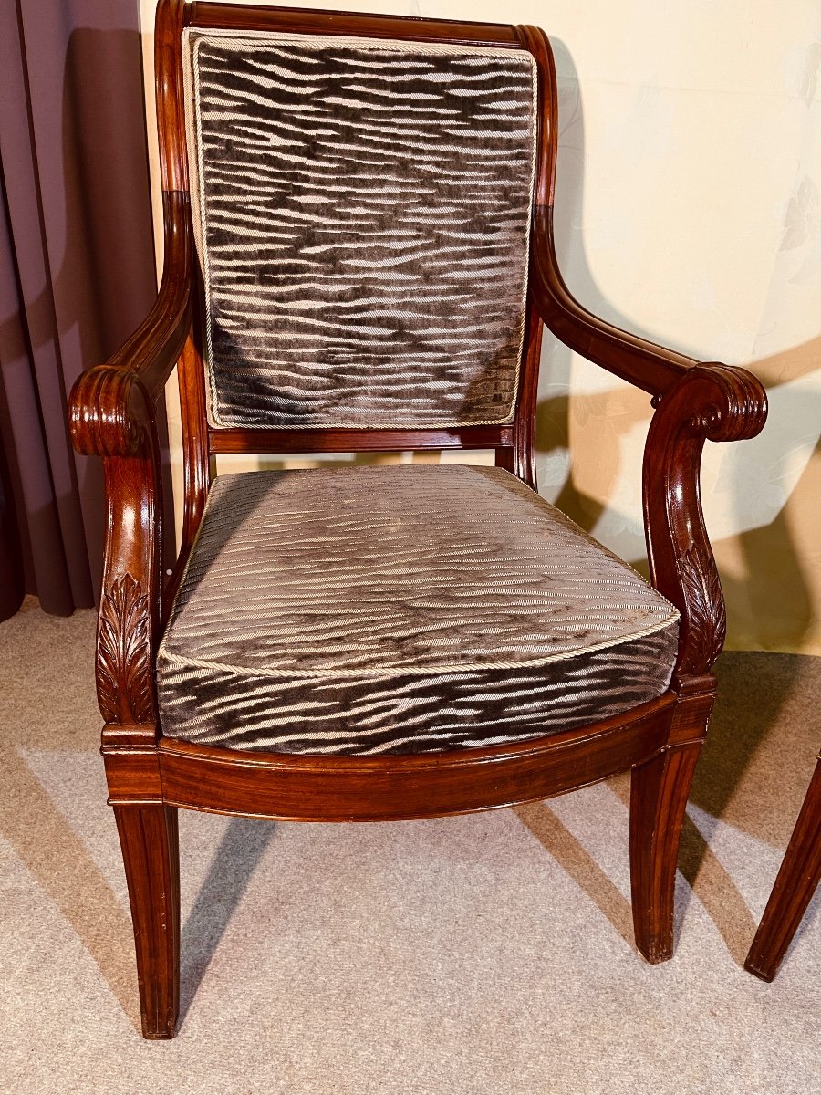 Pair Of Armchairs Stamped Marcus, Circa 1830 -photo-3