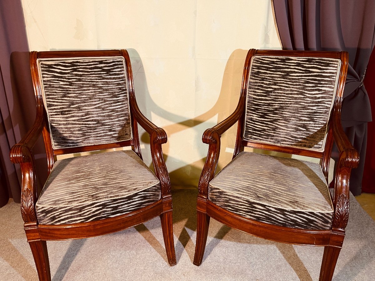 Pair Of Armchairs Stamped Marcus, Circa 1830 -photo-4