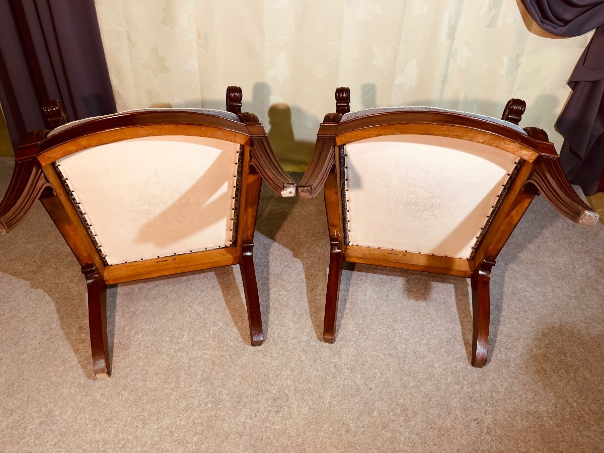 Pair Of Armchairs Stamped Marcus, Circa 1830 -photo-6