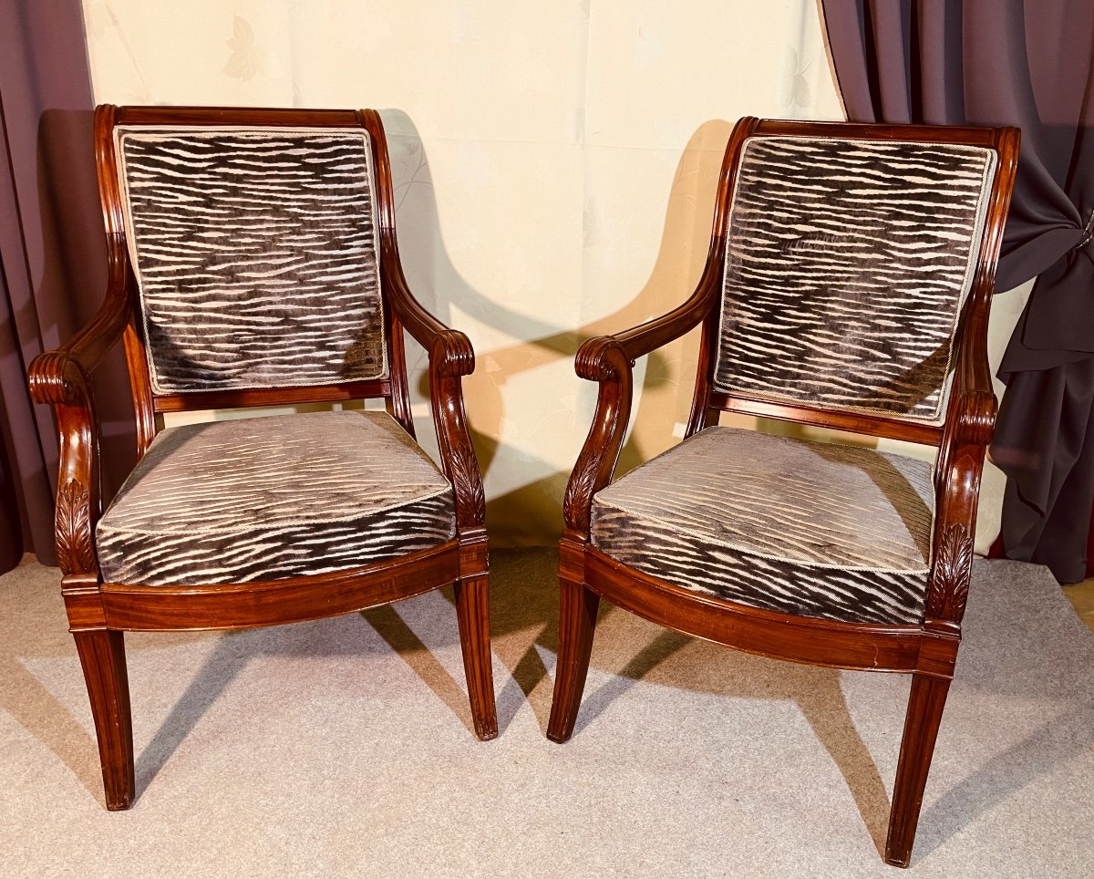 Pair Of Armchairs Stamped Marcus, Circa 1830 