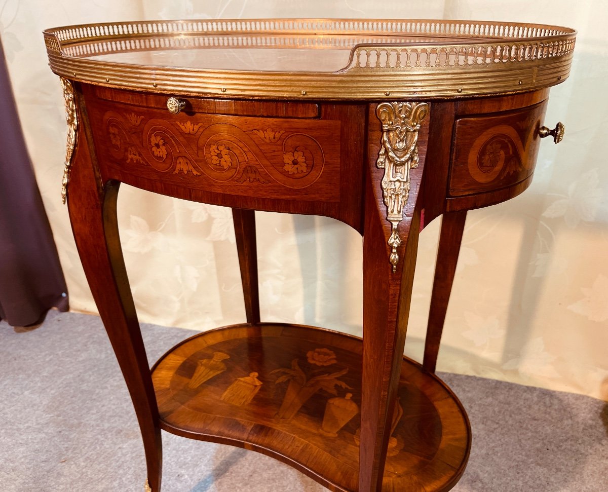 Louis XV Marquetry Coffee Table, 19th Century -photo-2