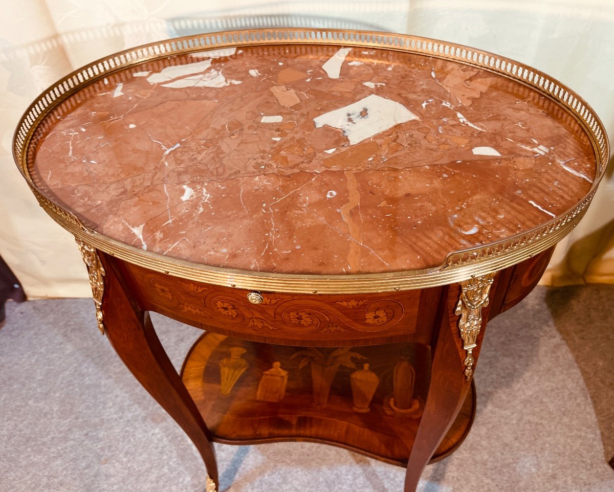 Louis XV Marquetry Coffee Table, 19th Century -photo-3