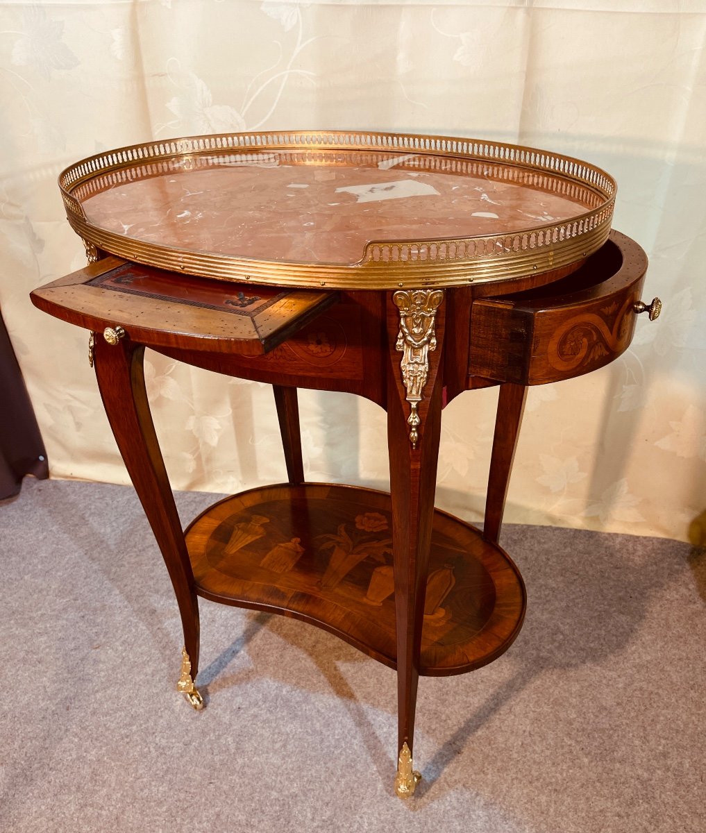 Table De Salon LouisXV En Marqueterie , époque 19eme -photo-8