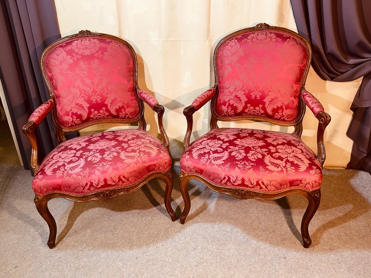 Paire De Fauteuils Louis XV , Estampillés G. JACOB -photo-6