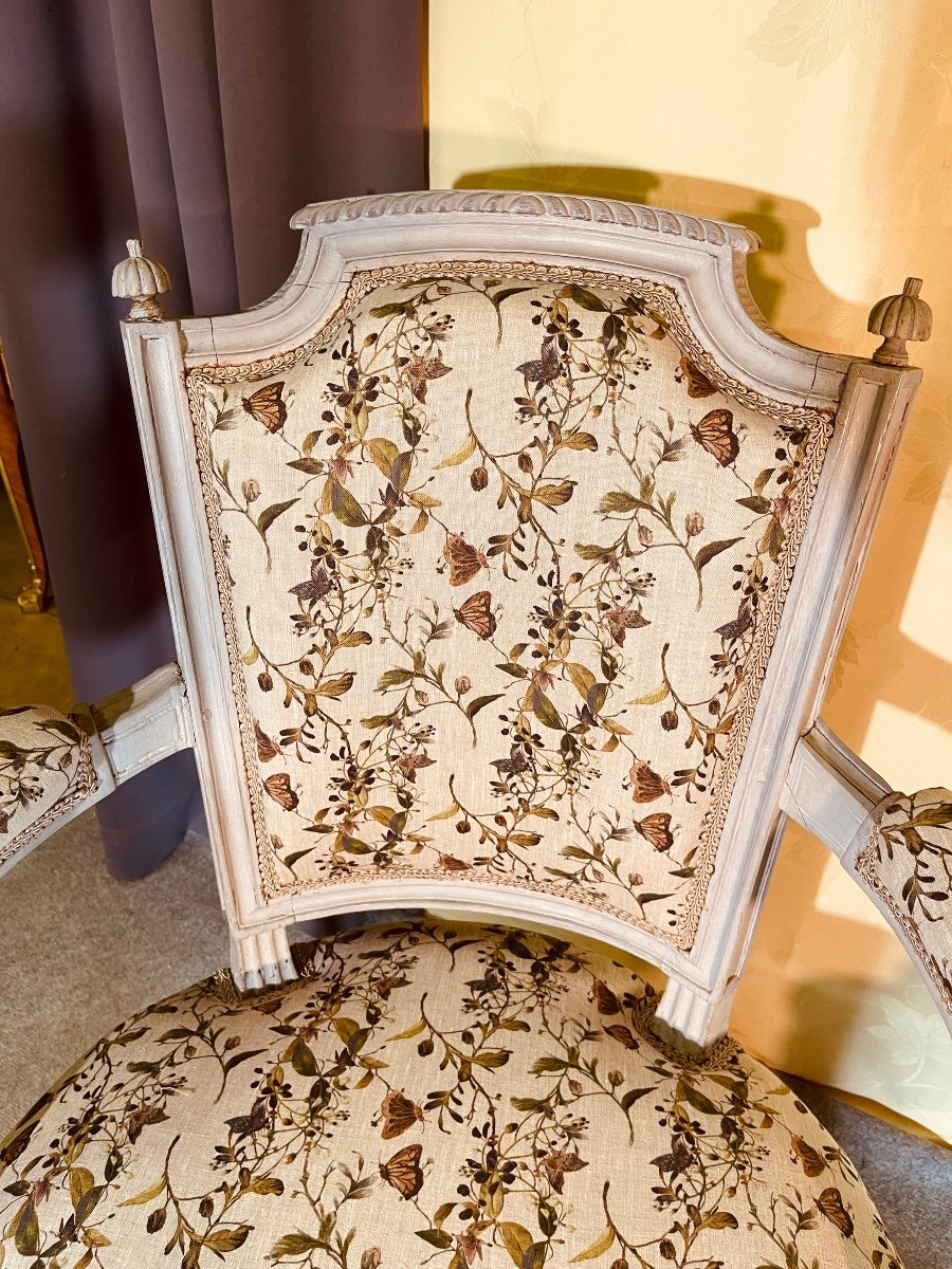 Paire De Fauteuils Louis XVI , époque 18eme -photo-1