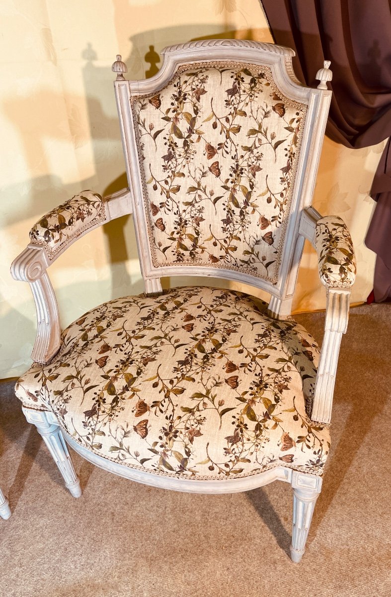 Paire De Fauteuils Louis XVI , époque 18eme -photo-4