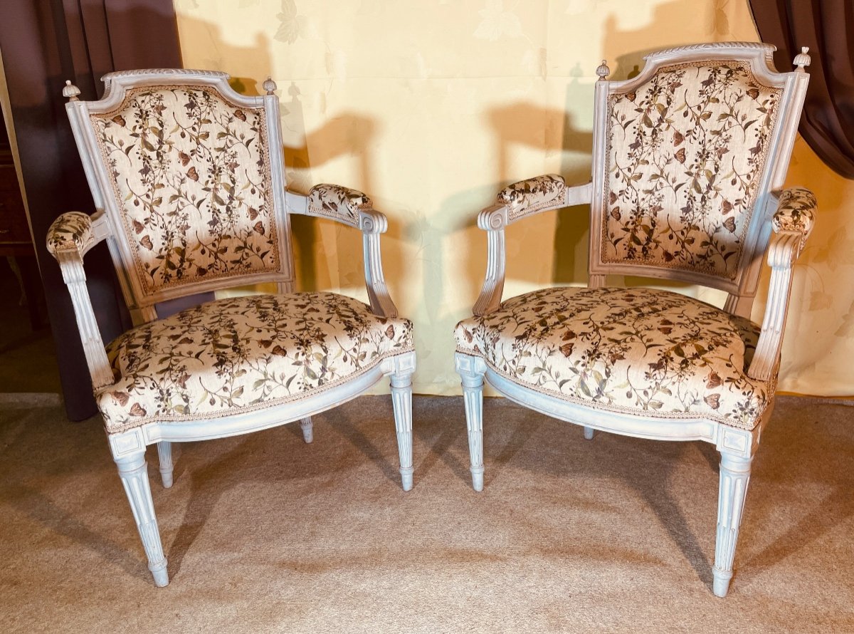 Pair Of Louis XVI Armchairs, 18th Century 