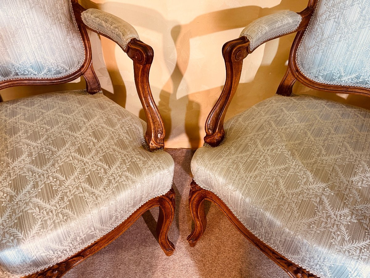 Set Of 4 Louis 15 Armchairs, 18th Century -photo-2