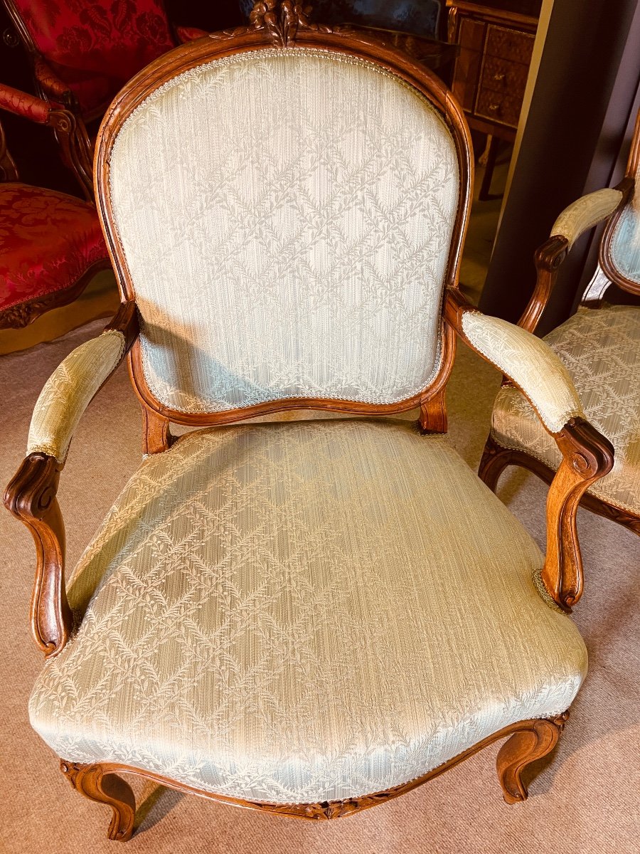 Suite De 4 Fauteuils Louis 15 , époque 18eme Siècle -photo-3