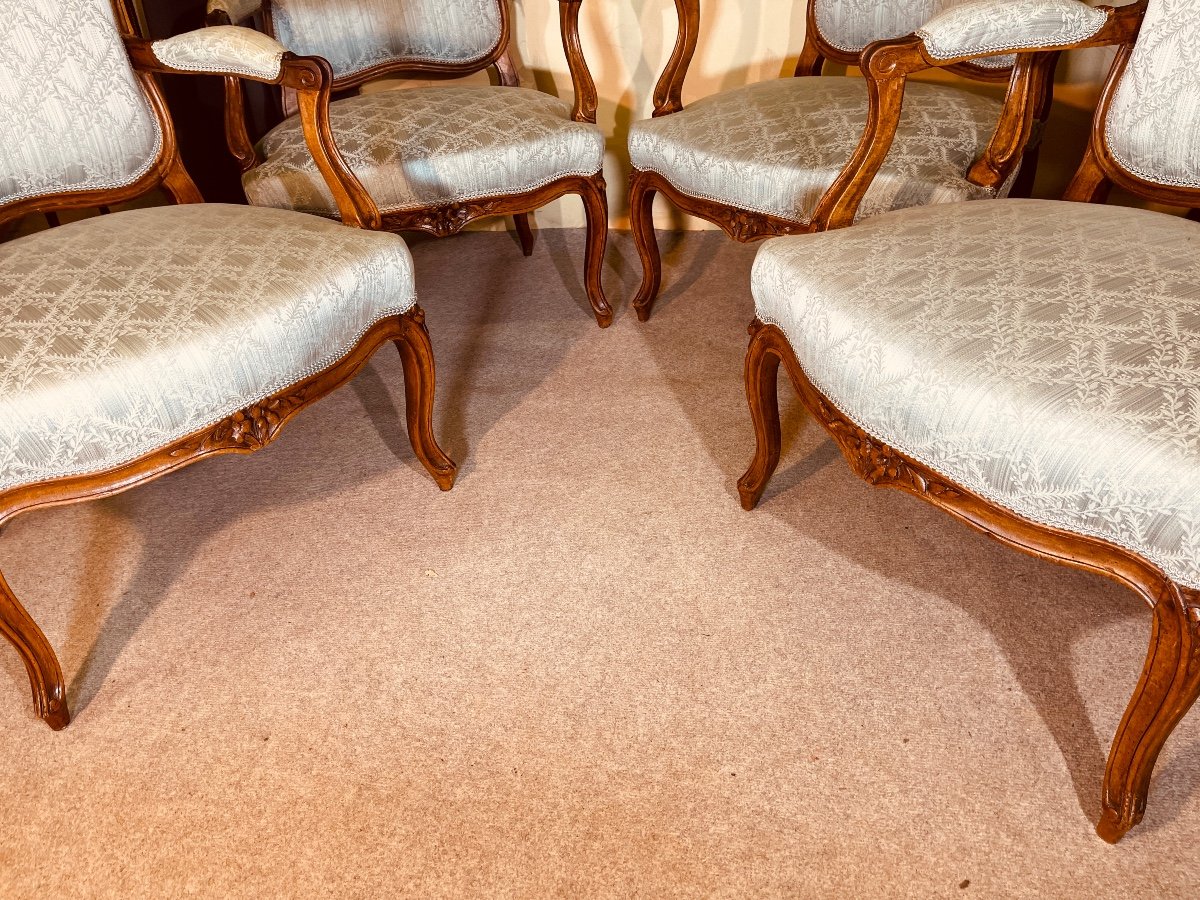 Set Of 4 Louis 15 Armchairs, 18th Century -photo-7