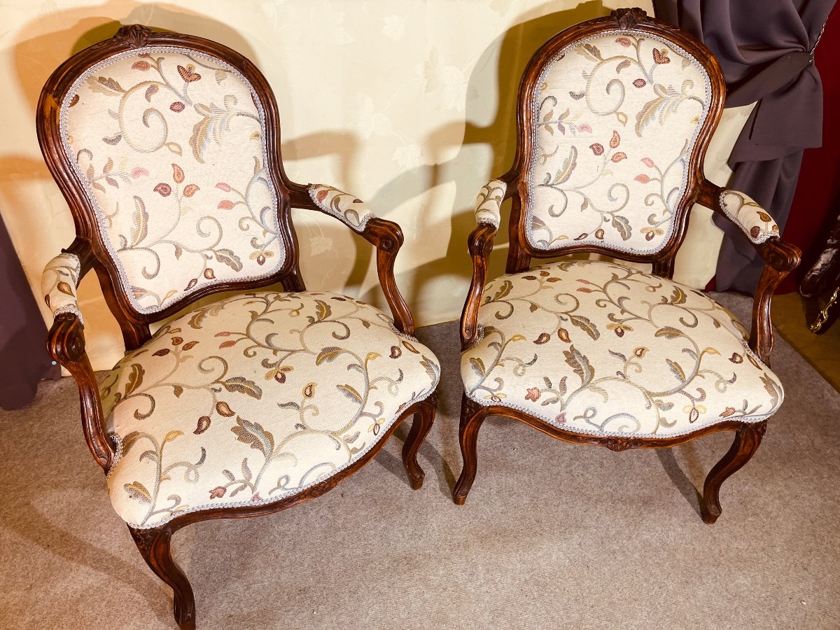 Pair Of Armchairs Stamped D. Julienne, 18th Century -photo-4