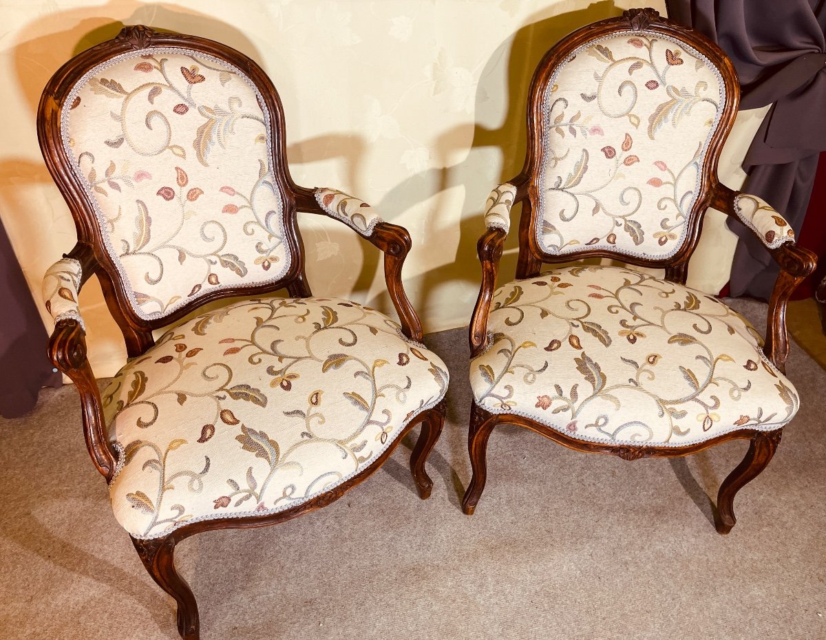 Pair Of Armchairs Stamped D. Julienne, 18th Century -photo-8