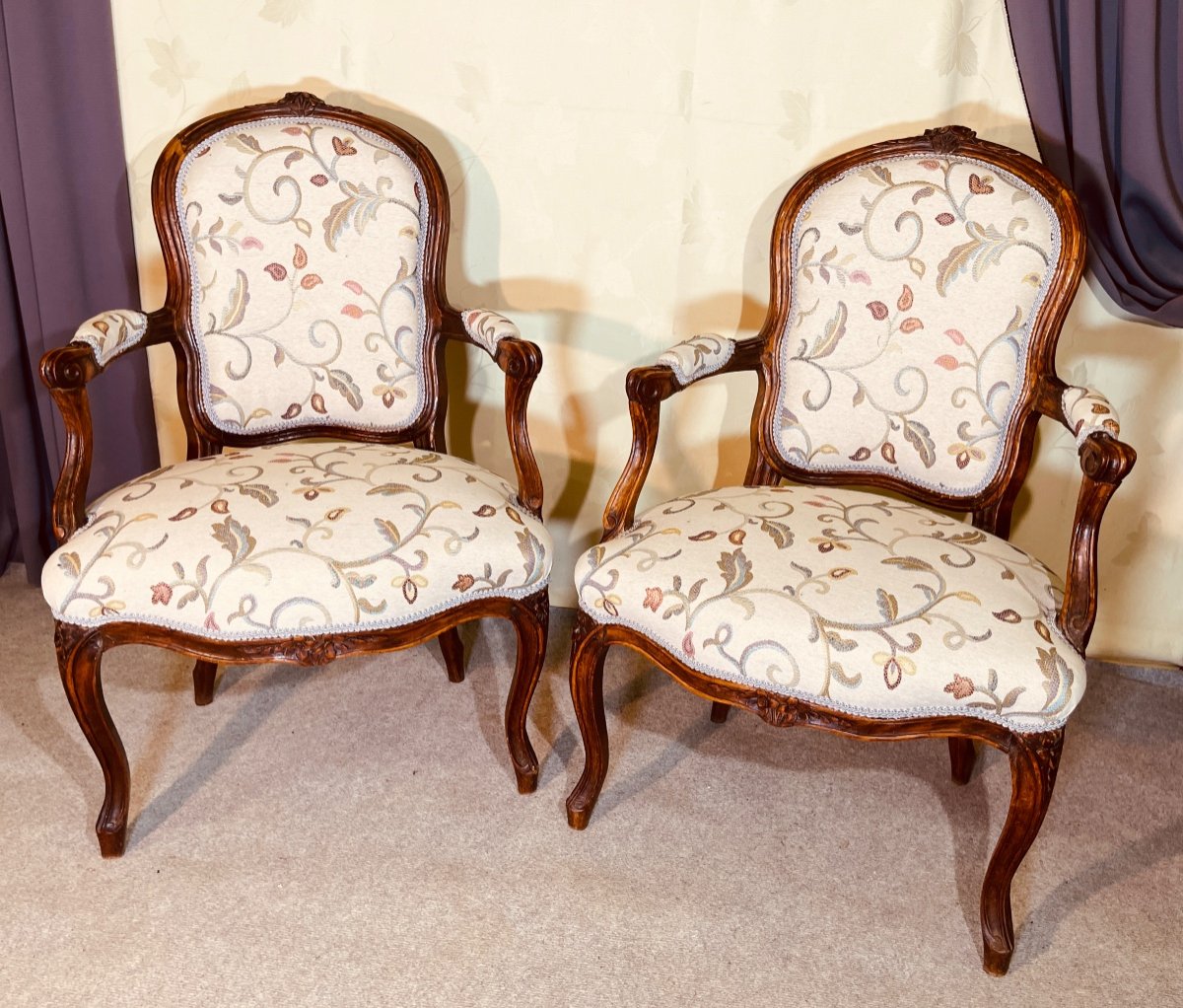 Pair Of Armchairs Stamped D. Julienne, 18th Century 