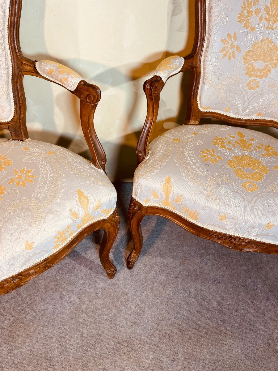 Paire De Fauteuils Louis XV , Estampillés DELION , 18eme -photo-2