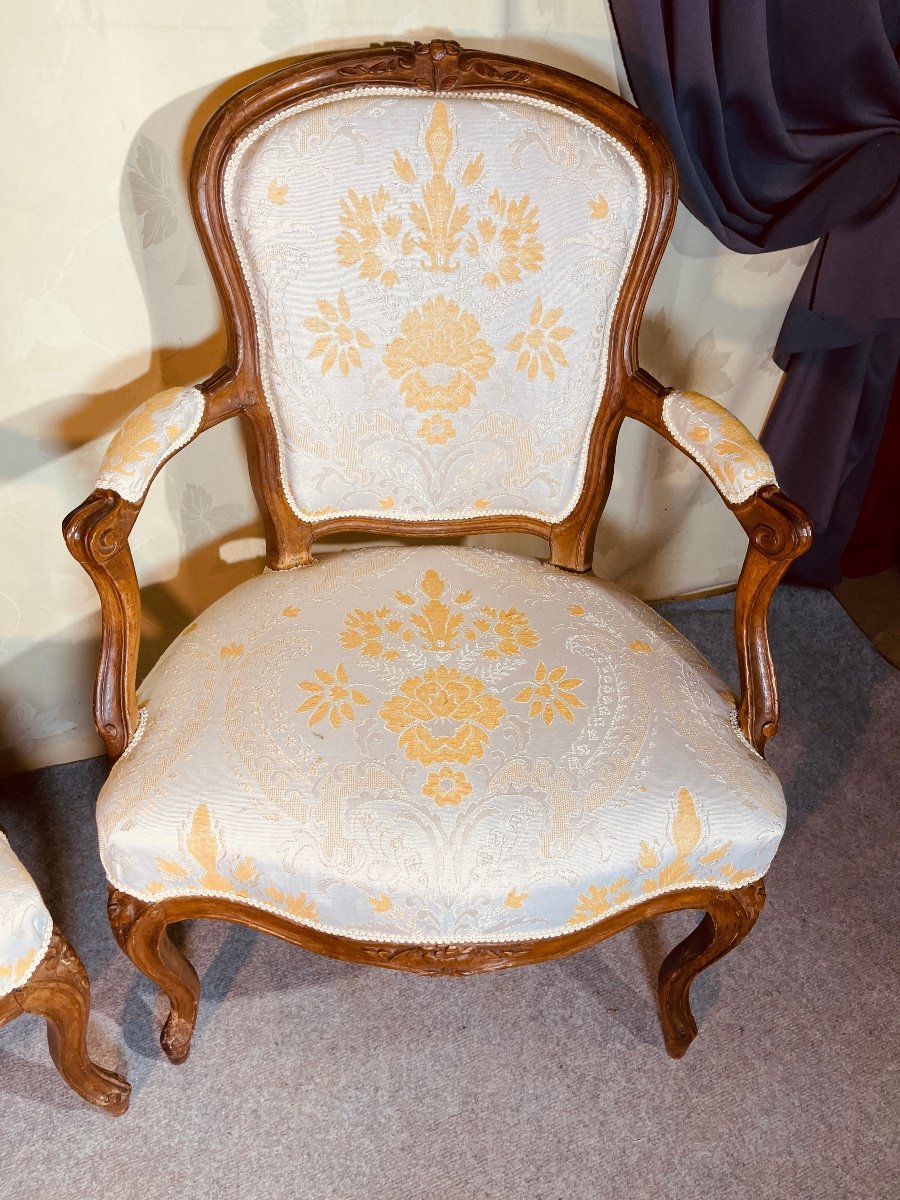 Paire De Fauteuils Louis XV , Estampillés DELION , 18eme -photo-4