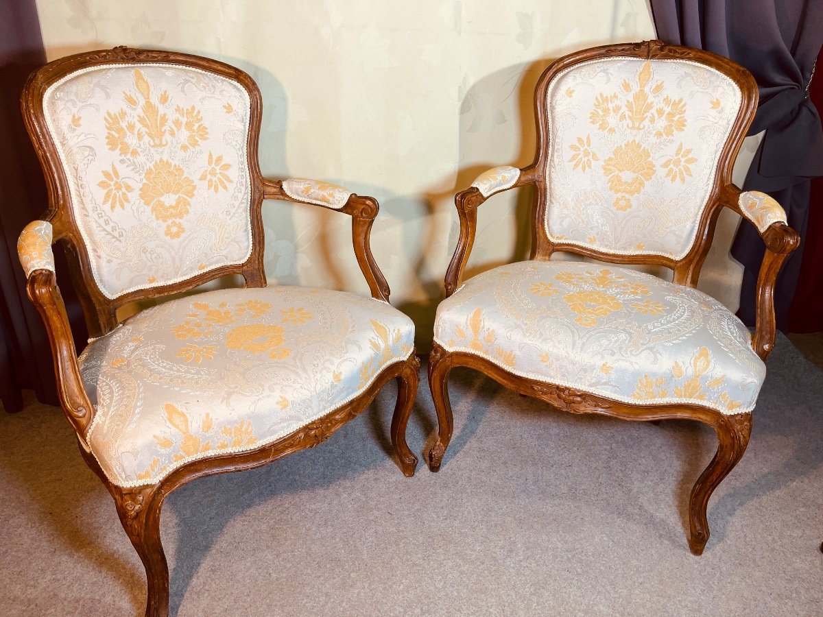 Paire De Fauteuils Louis XV , Estampillés DELION , 18eme -photo-6