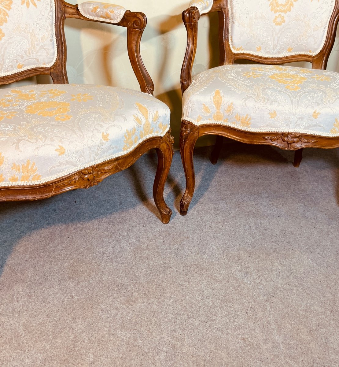 Paire De Fauteuils Louis XV , Estampillés DELION , 18eme -photo-7