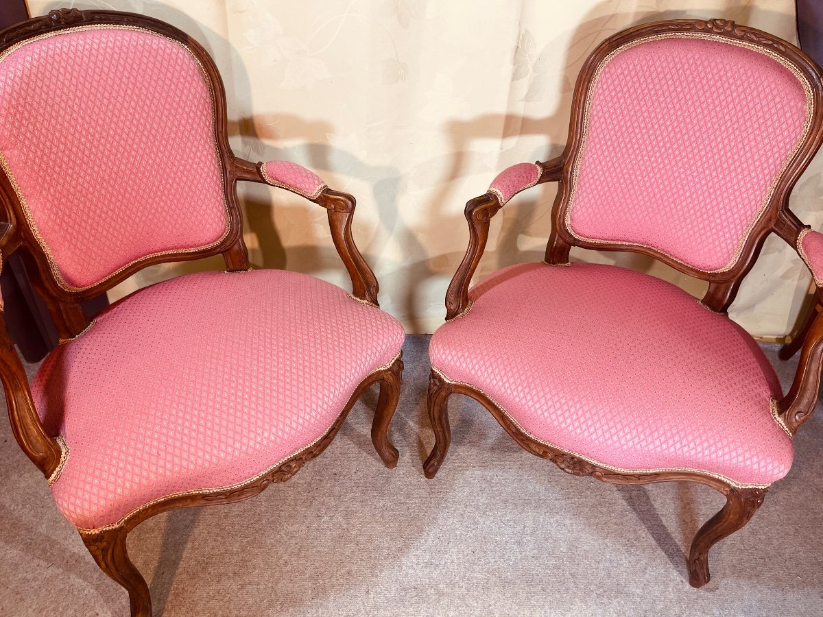 Paire De Fauteuils Louis XV , époque 18eme Siècle -photo-2