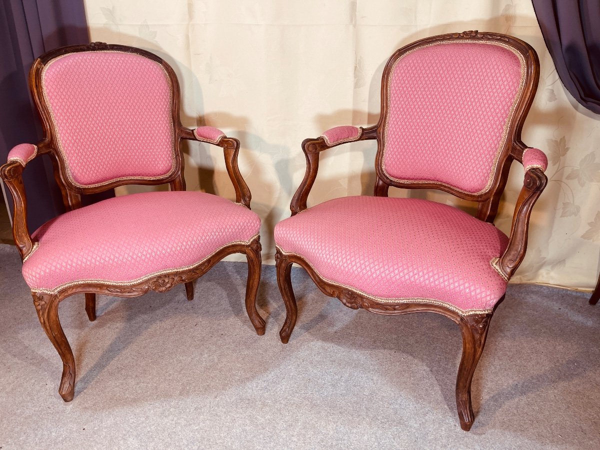 Pair Of Louis XV Armchairs, 18th Century -photo-4