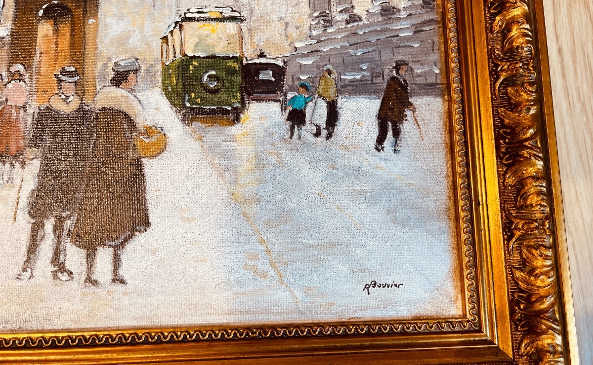 Tableau : Place De La Madeleine sous la Neige à Paris -photo-4