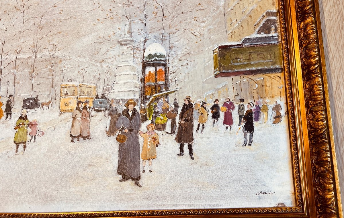 Painting: Place De La République Under The Snow In Paris -photo-2