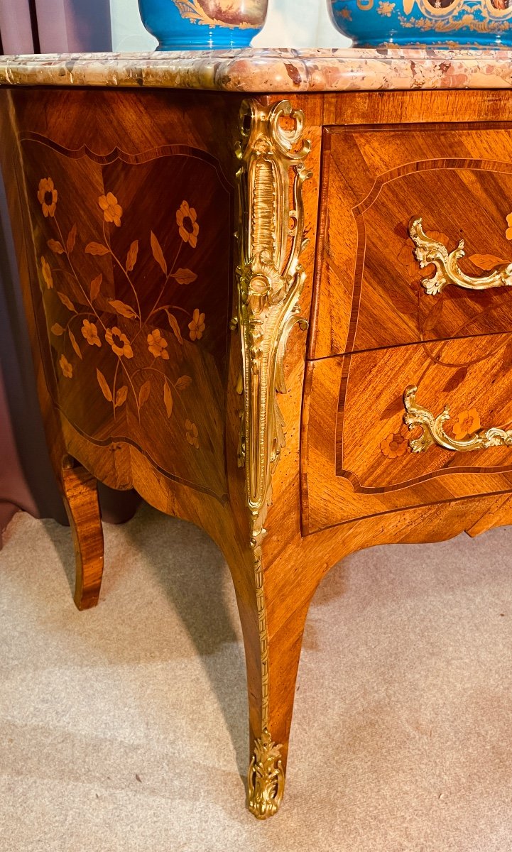 Commode Louis XV à Fleurs , époque 18eme Siècle -photo-7