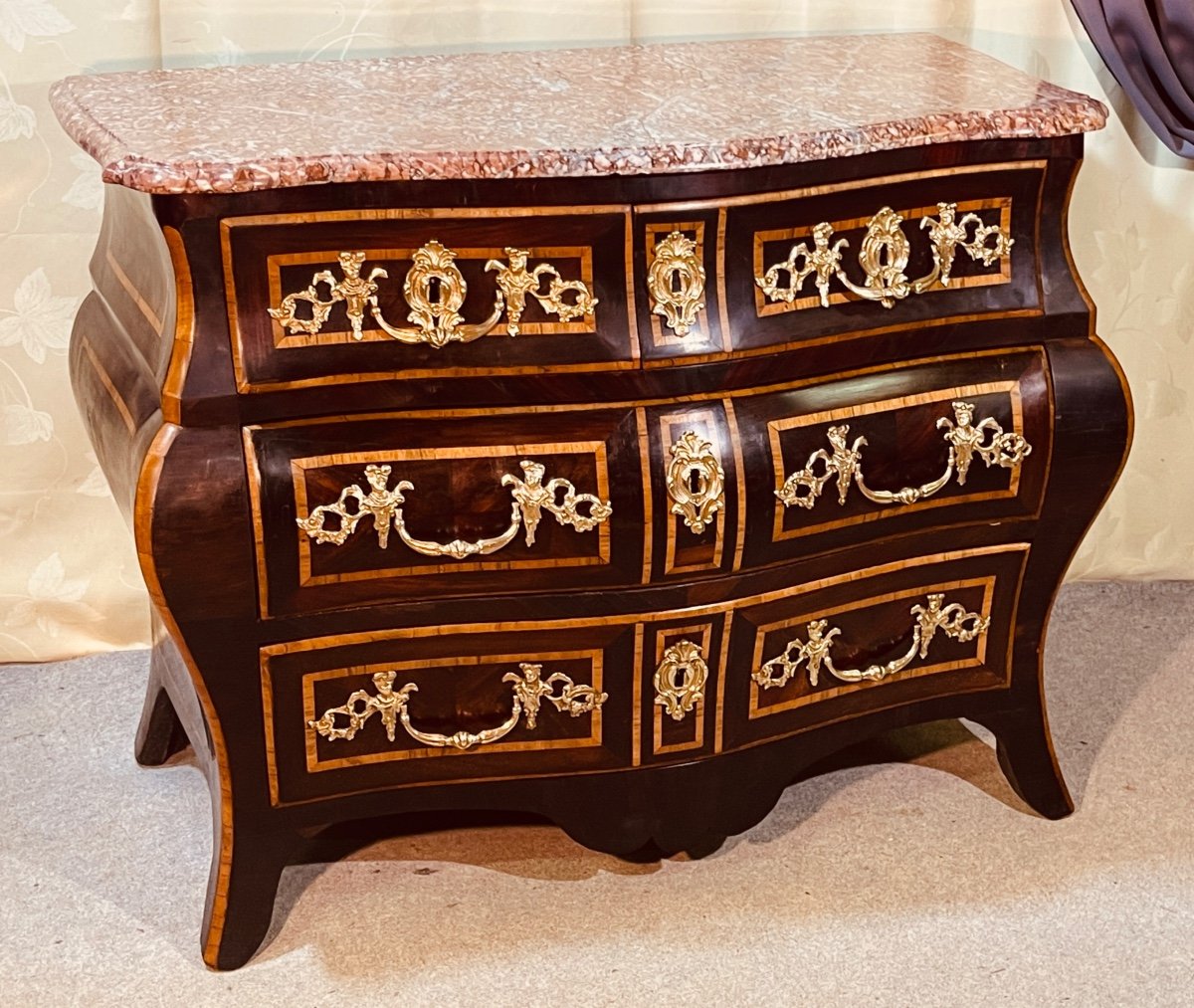 Louis 15 Tombeau Chest Of Drawers, 18th Century -photo-7