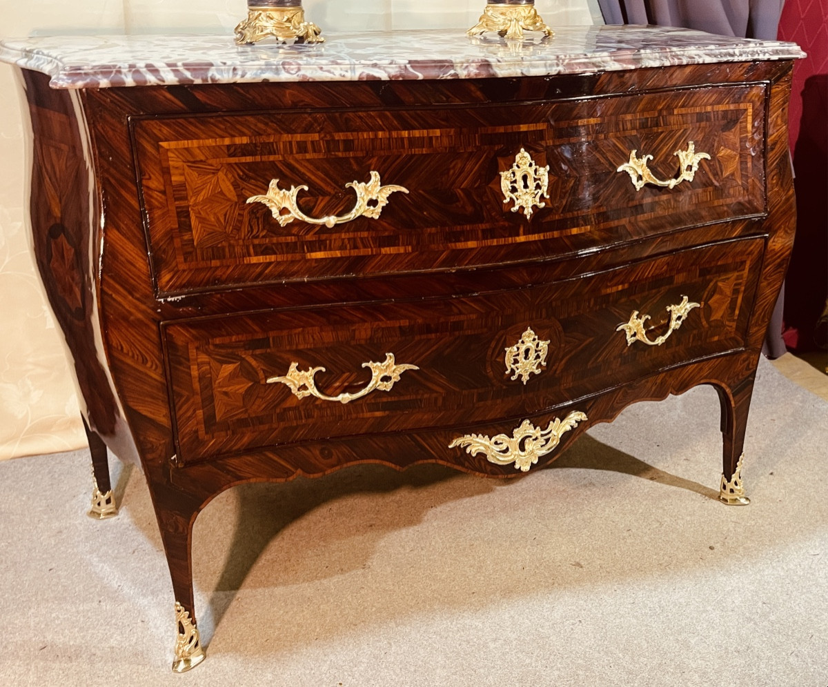 Louis XV Curved Chest Of Drawers, 18th Century -photo-8