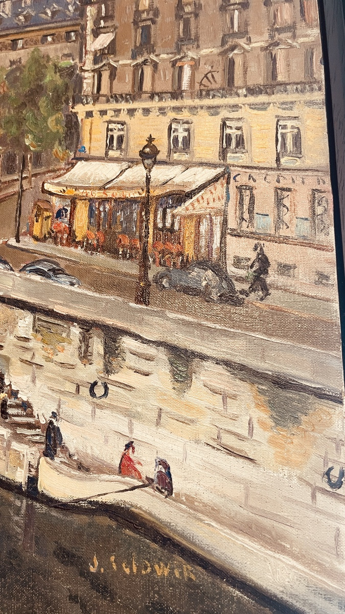 Tableau Vue De Paris , Quai De Seine , XX eme -photo-2