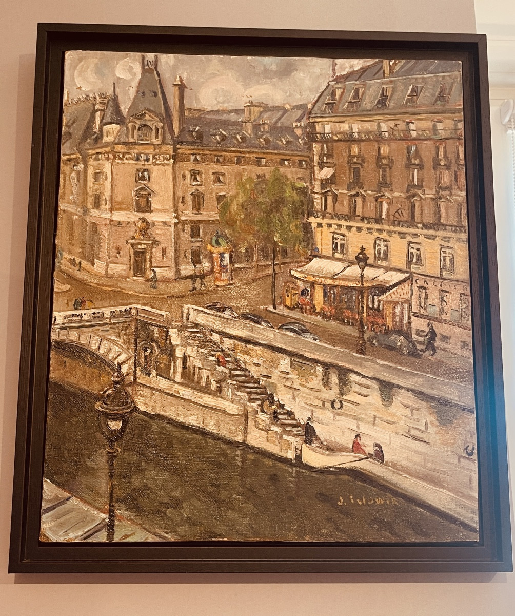 Tableau Vue De Paris , Quai De Seine , XX eme 