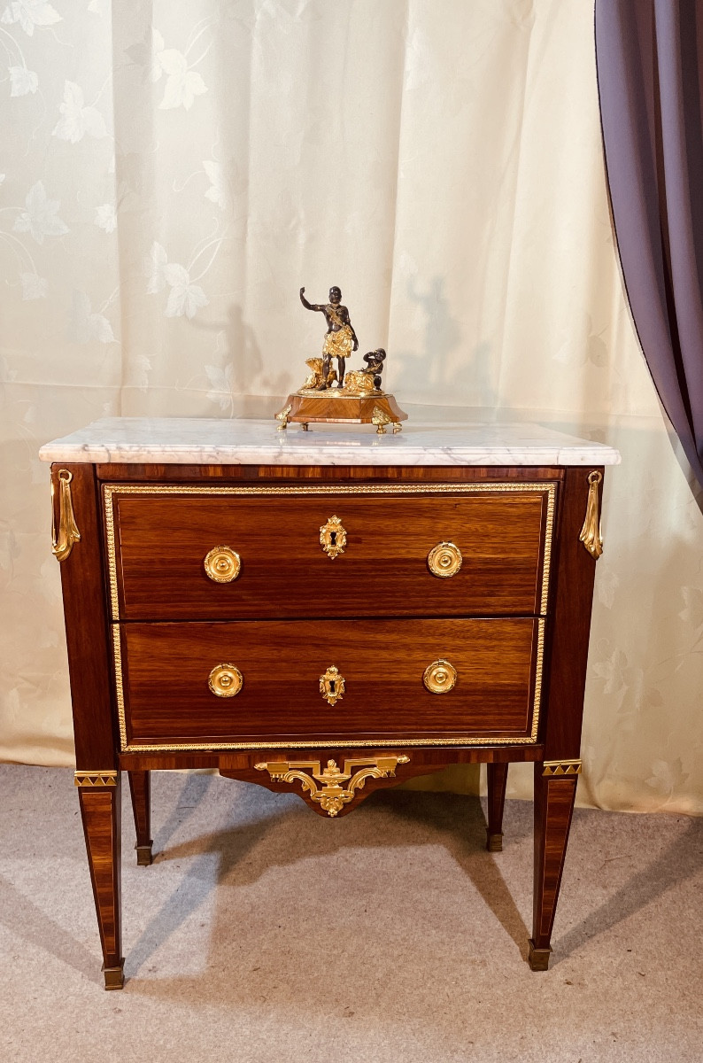 Commode Louis XVI En Acajou , époque XVIIIeme Siècle -photo-7