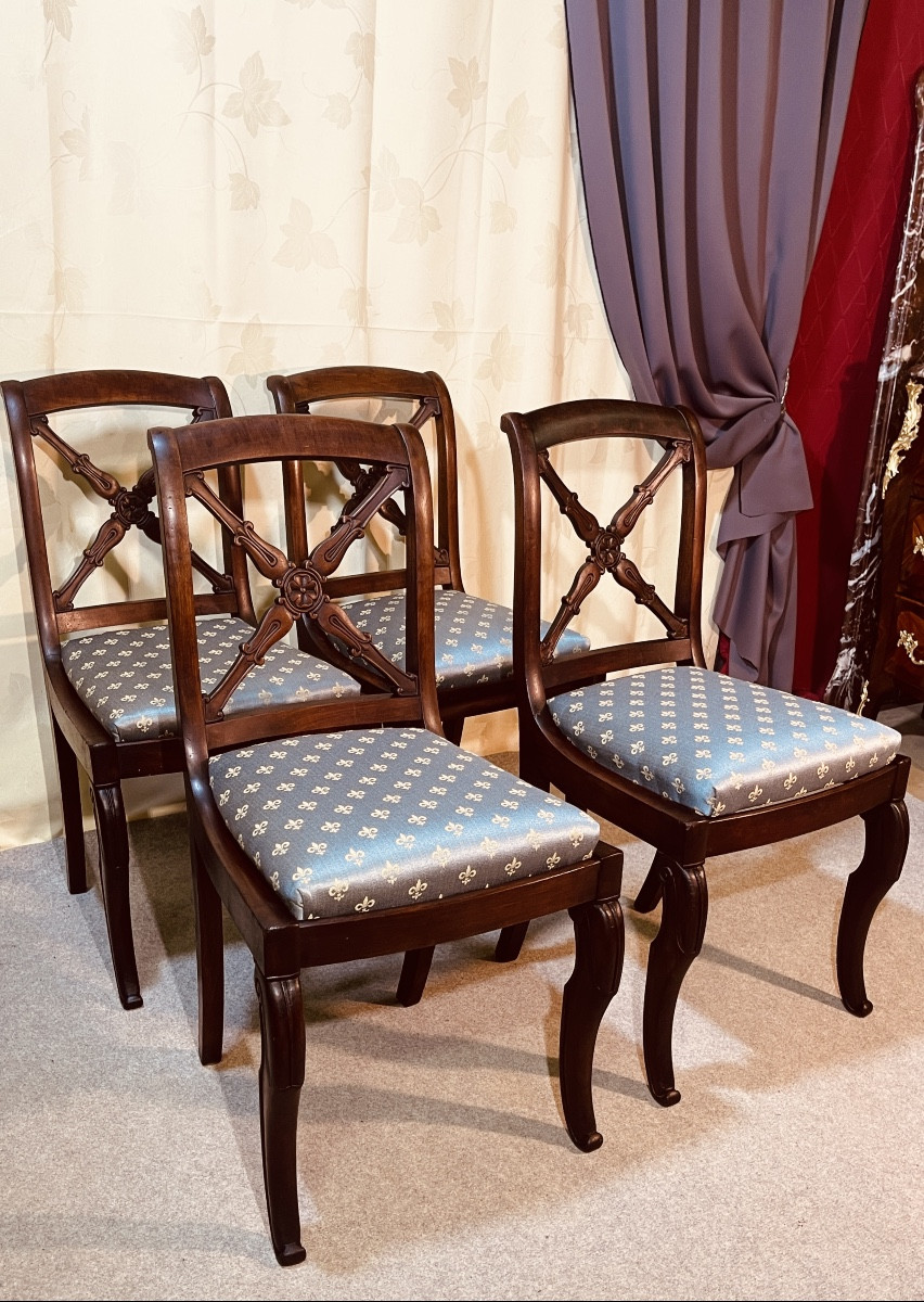 Suite De 4 Chaises époque EMPIRE , XIXeme Siècle 