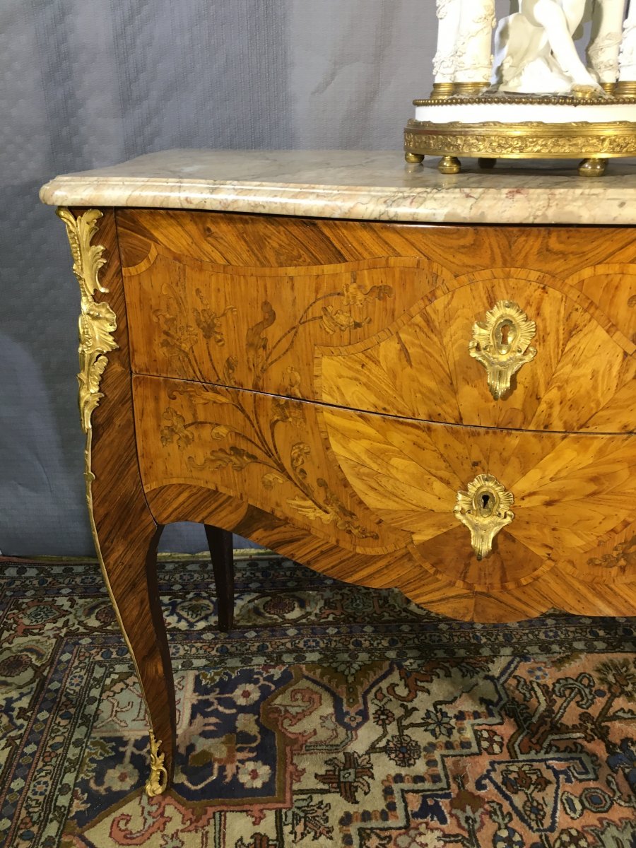 Commode Sauteuse Galbée En Façade , Epoque XIXe Siècle -photo-4