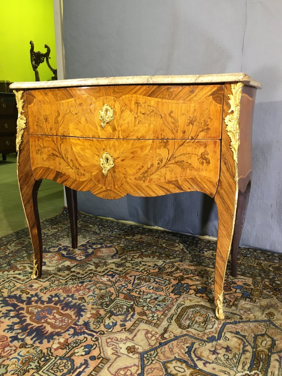 Curved Sauteuse Commode In Facade, Epoque Nineteenth Century-photo-8