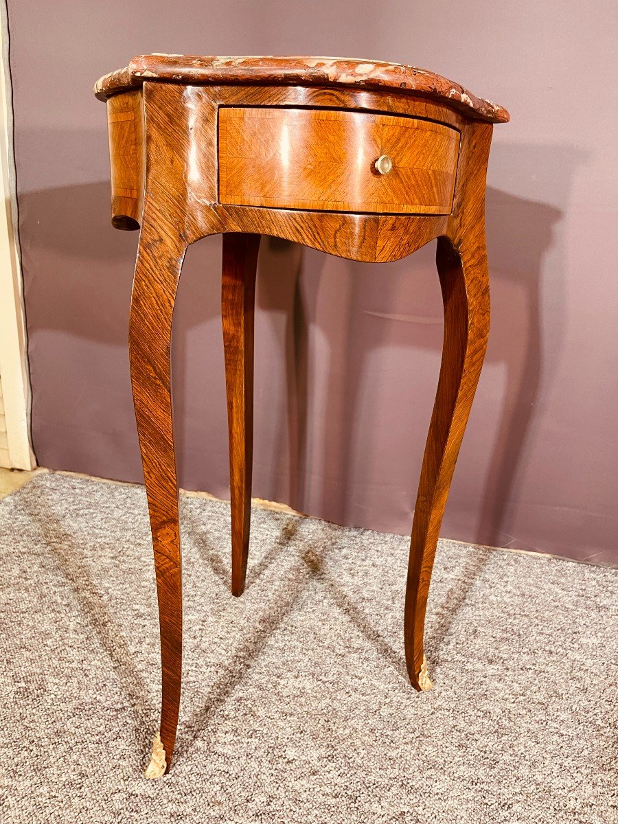 Small Marquetry Pedestal Table, XIXth Century-photo-6