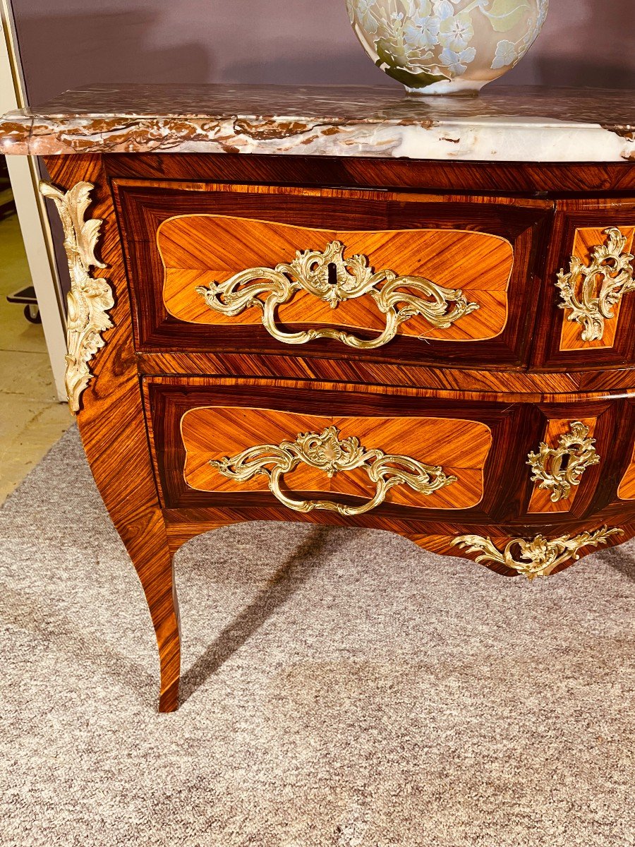 Louis XV Commode, Curved All Faces, 18th Century-photo-2