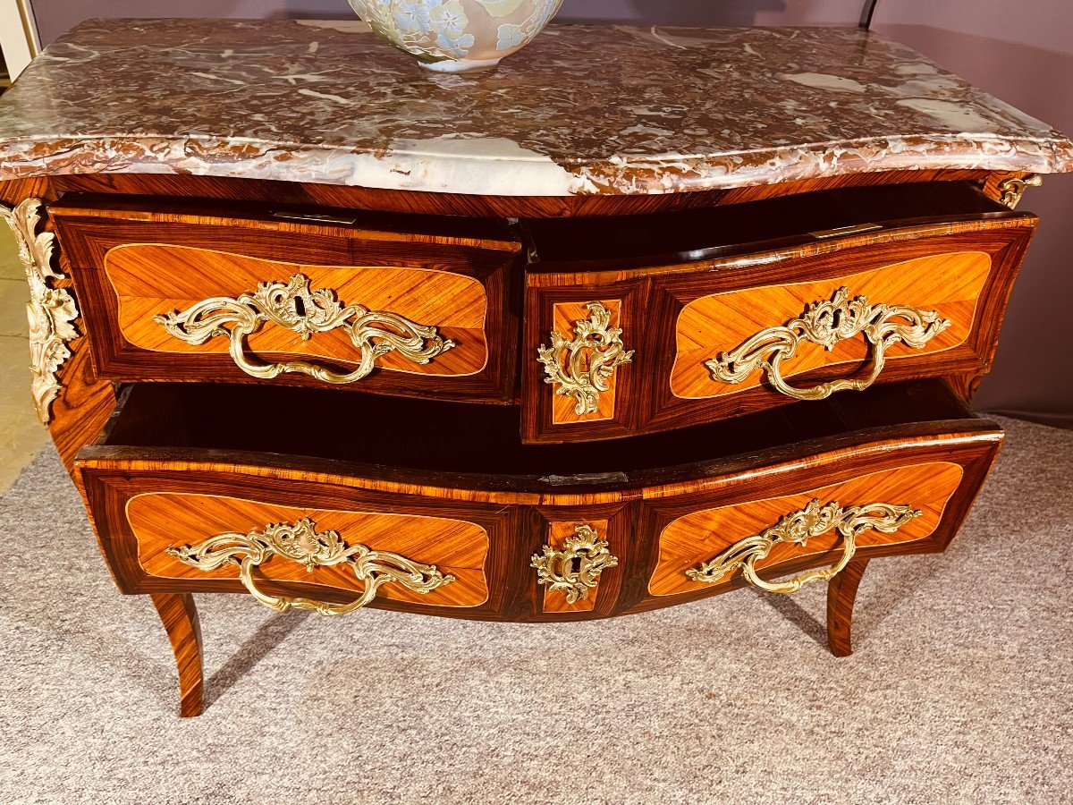 Louis XV Commode, Curved All Faces, 18th Century-photo-6