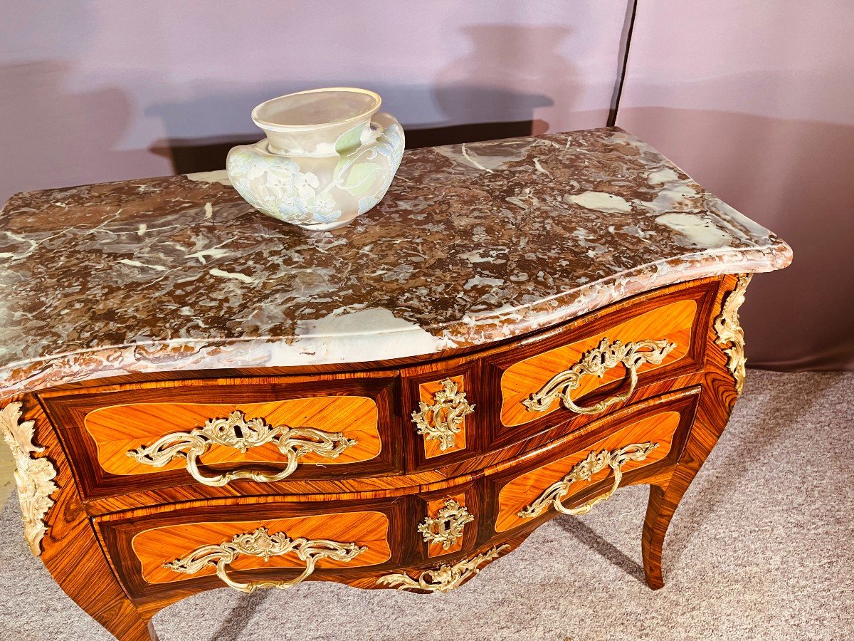 Louis XV Commode, Curved All Faces, 18th Century-photo-7