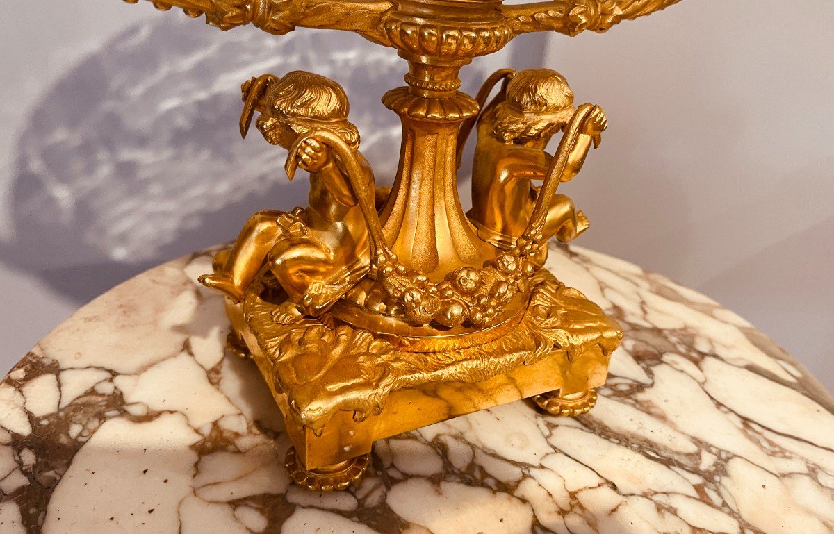  Centre De Table  Louis XVI  en Bronze et Cristal Taillé , XIXe Siècle -photo-6