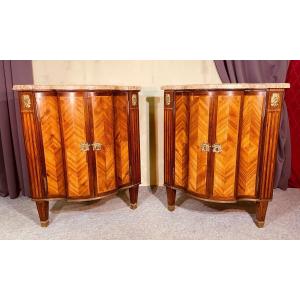 Pair Of Louis XVI Corners With Ressaut, Nineteenth Century Period