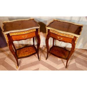 Pair Of Louis XV Living Room Tables, Curved On All Sides 