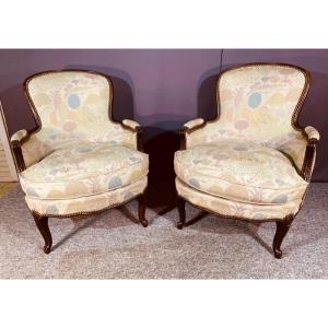 Pair Of Bergères With Cushions, 19th Century 