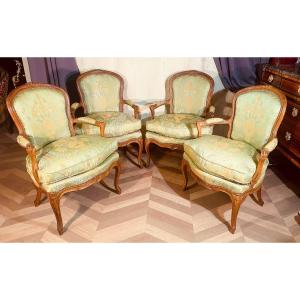 Suite Of 4 Louis XV Armchairs, 18th Century 